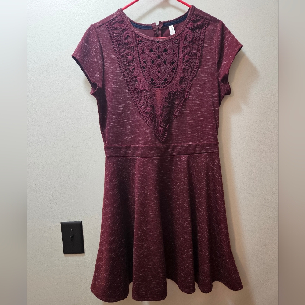 Burgundy Heathered Lace Dress